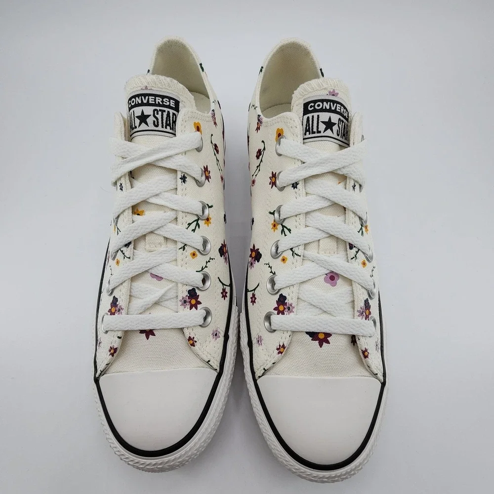 Converse Chuck Taylor All Star Low Shoes Womens 9 Cream Embroidered Floral NEW - Picture 4 of 11